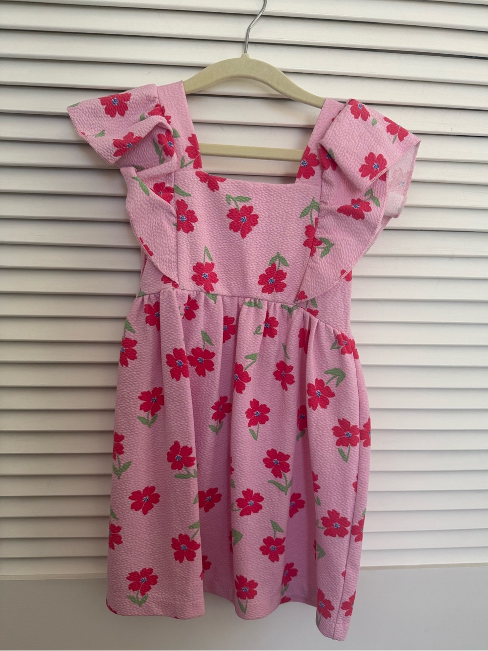 Zara Pink Dress with Red Floral Print — Size 5